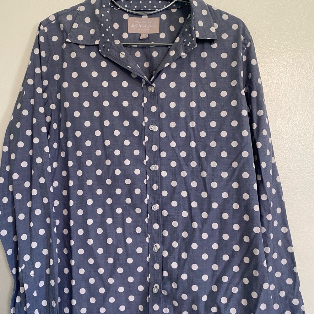 Banana Republic Navy Polka Dot Shirt